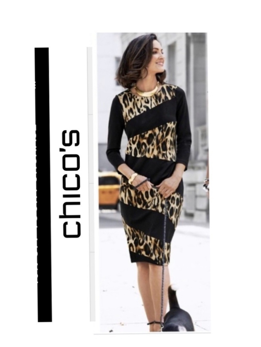 NWT Chicos Spliced Animal Jordan Sheath Dress 1.5 US 10 M Leopard Lined